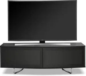 Centurion Supports Caru Gloss Black Beam-Thru Remote Friendly "D" Shape Design up to 65" TV Cabinet