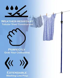 6 x Telescopic Extendable Clothes Line Prop