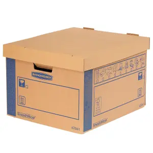 5 BANKERS BOX Cardboard Moving Boxes 47.5L Heavy Duty Double Wall Boxes Pack of 5