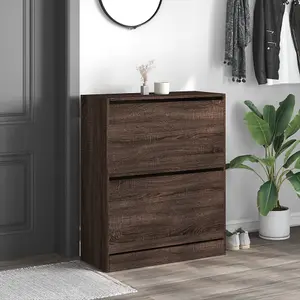 Shoe Cabinet Brown Oak 80x34x96.5 cm Engineered Wood