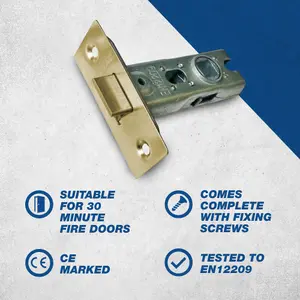 UAP 4 Sets 65mm Tubular Latch Square - Door Latches - Internal Doors Square Corners - Mortice Latch - 65mm - Evershine Brass