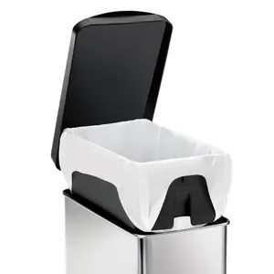 Simplehuman 10L Profile Pedal Bin, Plastic Lid Brushed Stainless Steel and Black