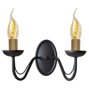 Luminosa Malbo Candle Wall Lamp Black, Patina 32cm