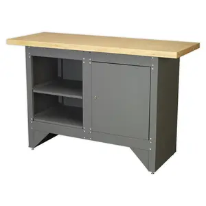 Sealey Work Bench With Cupboard Heavy Duty 250kg Capacity Steel Panels AP2010