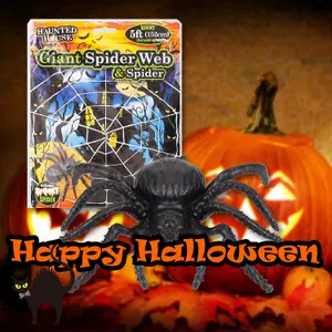 Giant Halloween Spider Web with Spider Decoration Trick or Treat 5ft/154cm White