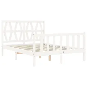 Berkfield Bed Frame with Headboard White 140x190 cm Solid Wood