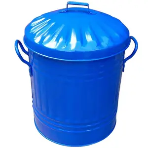 Steel Manual Lift Rubbish Bin - 13L Blue