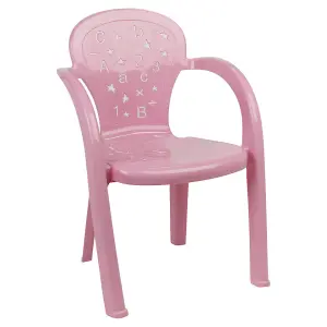 URBNLIVING 50cm Height Pink Coloured Stackable Plastic Chairs for Kids Party Play