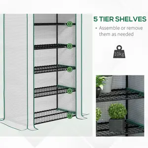 Outsunny Widened Mini Greenhouse 5 Tier Green House, 193H x 90W x 49Dcm, White