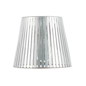 Industrial Retro Matte Silver Light Shade with Flat Metal Strips 18cm Diameter