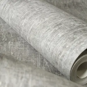 Galerie Crafted Silver/Grey Silky Metallic Plain Base Texture Design Wallpaper Roll