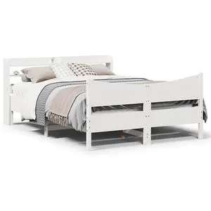 Berkfield Bed Frame with Headboard White 140x200 cm Solid Wood Pine