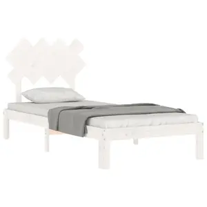 Berkfield Bed Frame with Headboard White 90x200 cm Solid Wood