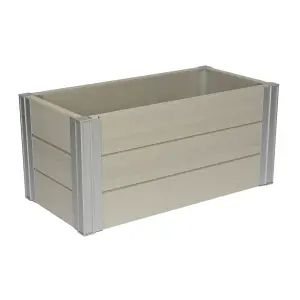 Winawood Wood Effect Rectangular Planter - Stone Grey