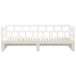 Berkfield Pull-out Day Bed White Solid Wood Pine 2x(90x200) cm