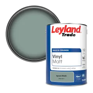 Leyland Trade Vinyl Matt Walls & Ceilings Emulsion Paint Spruce Shade (PPG1136-5) 5L