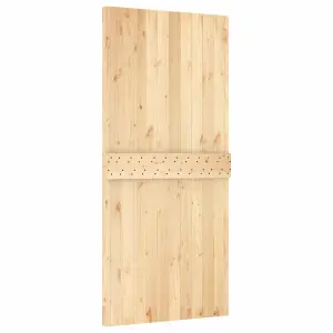 Berkfield Sliding Door with Hardware Set 95x210 cm Solid Wood Pine