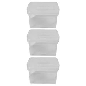 Wham Clip 3x 9L Square Plastic Storage Boxes with Secure Clip Lock Lids. L:29 x W:29 x H:15.5cm Clear/Clear/Clear