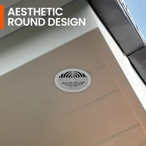 Pack of 4 White Plastic 68mm Round Soffit Air Vents Push in Roof and Eave Circular Mesh Air Vents