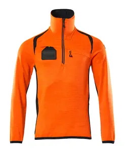 Mascot Accelerate Safe Microfleece Jacket with Half Zip (Hi-Vis Orange/Dark Navy)  (XXXXX Large)