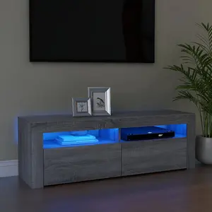 Berkfield TV Cabinet with LED Lights Grey Sonoma 120x35x40 cm