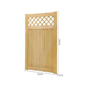 Rhombus Garden Wood Gate with Latch and Hardware Kit, 150 cm x 90 cm