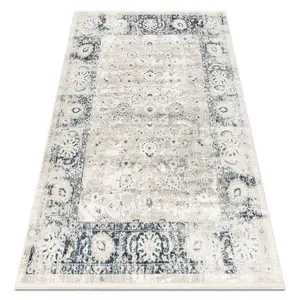 DISTIN 0843A white / navy blue / blue modern carpet - Ornament, frame, 200x290 cm