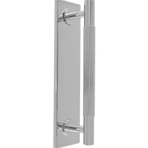 Lined Reeded Drawer Pull Handle & Matching Backplate Polished Chrome 168 x 40mm