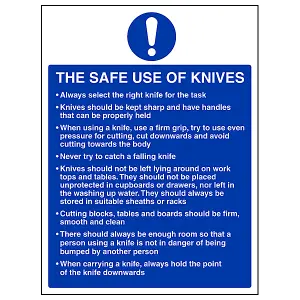 The Safe Use Of Sharps Catering Sign - Adhesive Vinyl - 200x300mm (x3)