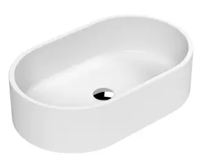 Oval Matt Ceramic Countertop Vessel Without Overflow - 565mm - Matt White