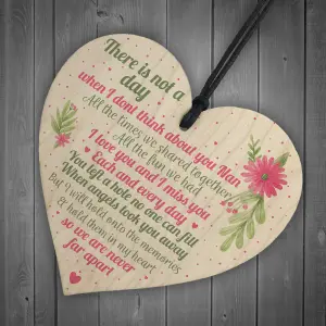 Red Ocean Nan Memorial Gifts Grave Plaque Tribute Sign Wooden Heart Mum Nan Birthday Gifts For Her