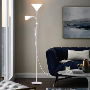 175 cm White Metal E27&E14 Base Mother&child Floor Light Floor Lamp with Individual Switch For Bedroom Living Room