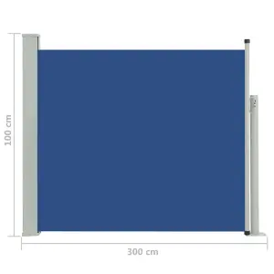 Berkfield Patio Retractable Side Awning 100x300 cm Blue