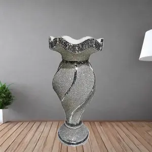 Floor Vase Large 40X60Cm Crushed Diamond Crystal Sparkly (Silver V072)