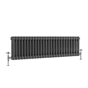 Right Radiators 300x1190 mm Horizontal Traditional 2 Column Cast Iron Style Radiator Anthracite