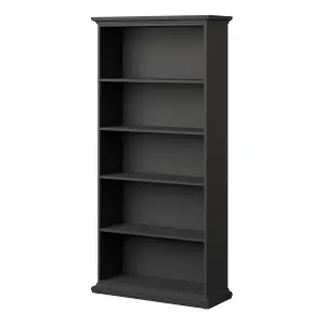 Paris 4 Shelves Tall Bookcase in Matt Grey