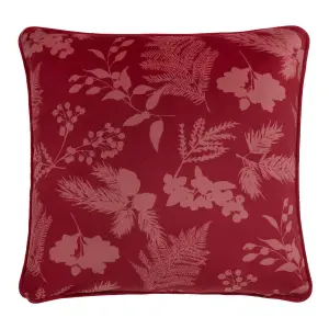 Winter Sprigs Floral Wreath Green Velvet Filled Cushion