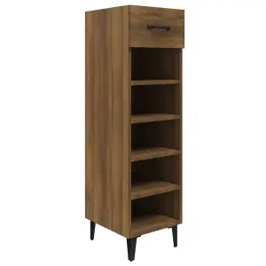 Berkfield Shoe Cabinet Brown Oak 30x35x105 cm Engineered Wood