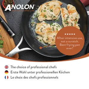 Anolon Nouvelle Luxe Black Round Aluminium Induction Suitable Non-Stick Open Skillet Frying Pan 25cm, 10"