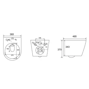 Gloss White Hidden Fixation Rimless Wall Hung Toilet Pan & GROHE 1.13m Concealed WC Cistern Frame