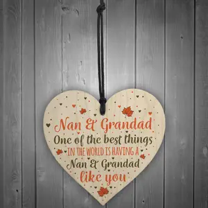 Red Ocean Nan Grandad Gifts Hanging Wooden Heart Sign Birthday Christmas Xmas Grandparent Gifts