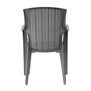 simpa Stackable Plastic Rattan Effect Garden Chair - Grey Set of 4