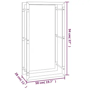 Berkfield Firewood Rack Matt Black 50x28x94 cm Steel