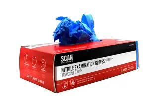 Scan Blue Nitrile Disposable Gloves - Medium Size, 100 Count Box for Reliable Hand Protection