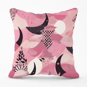 Abstract Pink Moon Pattern Outdoor Cushion 45cm x 45cm