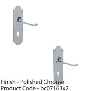 2 PACK - Victorian Latch & Lock Door Handle - Polished Chrome Lever On Shaped Backplate