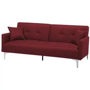 Beliani Retro Sofa Bed LUCAN Dark Red