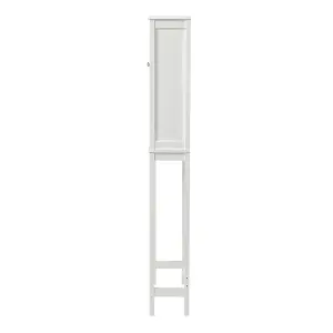 Freestanding Modern White Wooden Over-the-Toilet Bathroom Storage Cabinet H 164cm