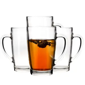 Interiors By Premier Durable Clear Tall Glass Mugs Set Of 4, Durable Coffee Mugs, Versatile Coffee Cups, Light Weight Glass Mugs