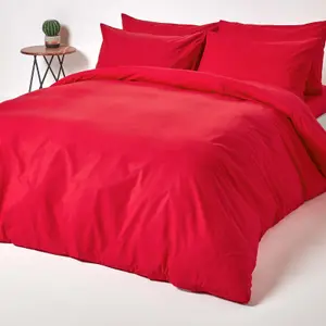 Homescapes Red Egyptian Cotton Duvet Cover with Pillowcases 200 TC, Double